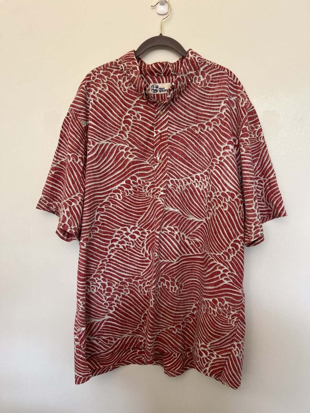 Reyn Spooner Hawaiian Shirt Size 3XL Red Wave Print Pullover Aloha